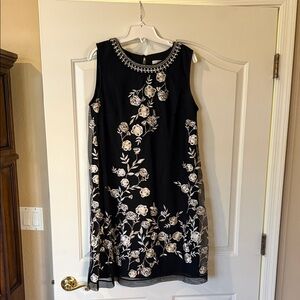 Elegant Black Floral Embroidered Dress